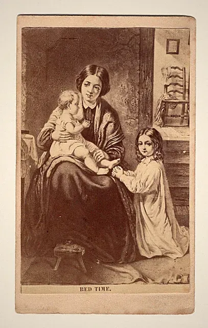1860s “BED TIME" Victorian Art Card Illustration Album Filler CDV