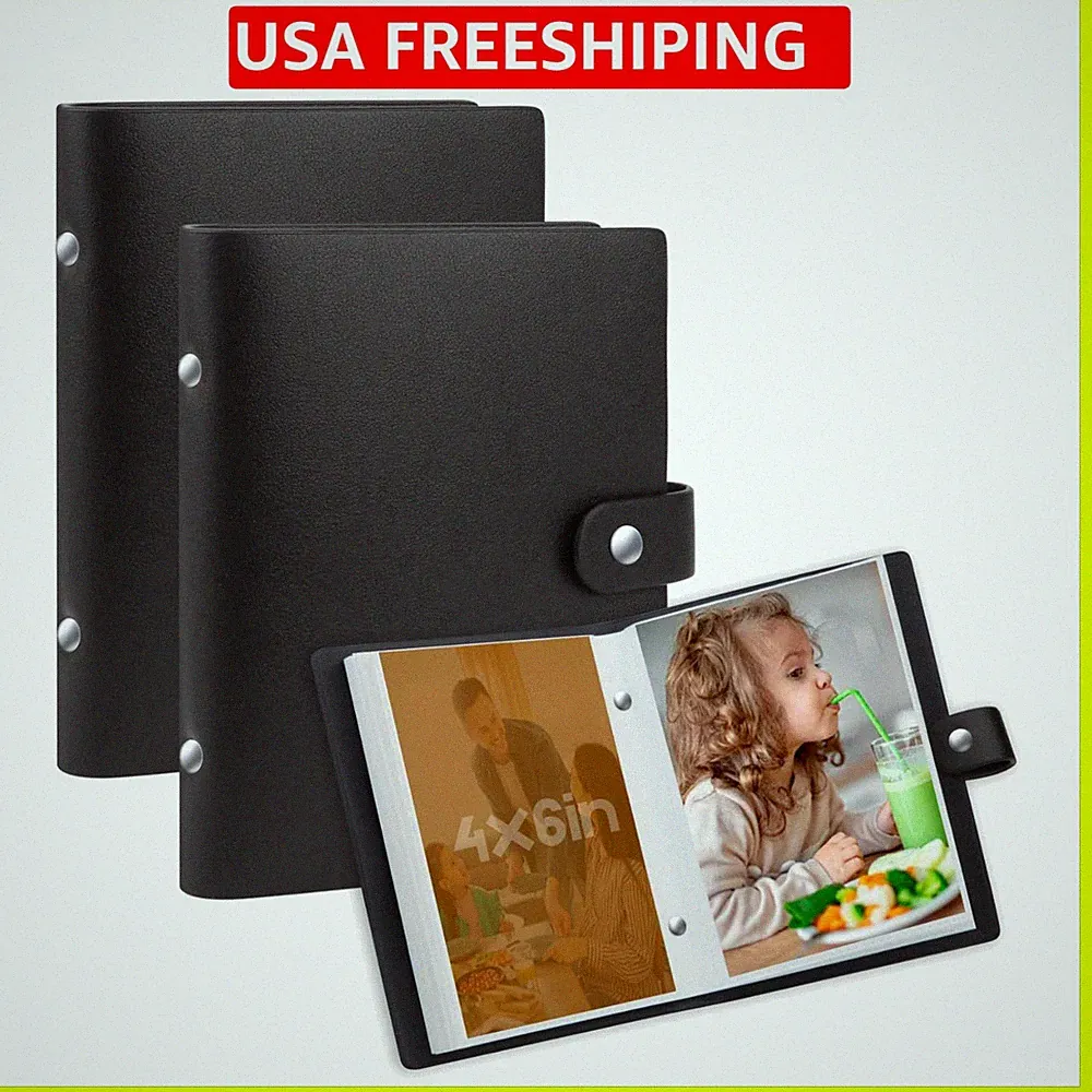 2 Pack Small Photo Albums 4x6 Pictures, PU Leather Cover Albums, 4x6 Photo Bo...