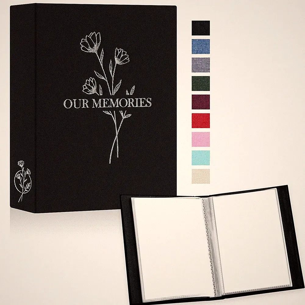 2 Packs Photo Albums 4x6 50 Pockets Linen Cover, Holds Vertical Pictures, Black