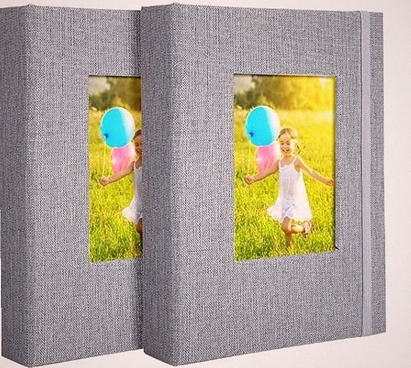 2 Pk Gray Photo Albums - 4x6 Photos Album - 26-Page Holds 52 Pictures
