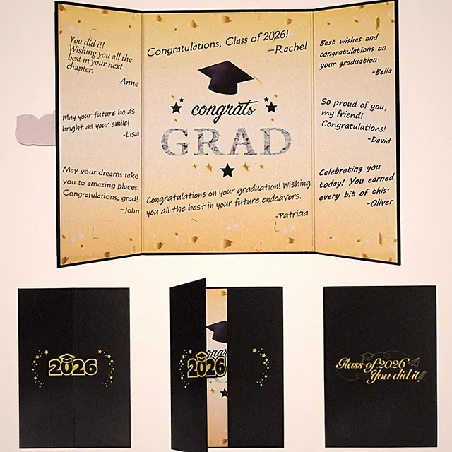 2026 Graduation Decorations A5 Black Party Sign Card 148x210mm Class Decor Set