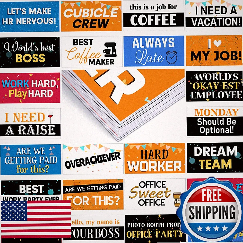 24 Designs Office Party Photo Booth Props Double Sided 11x5.5 Inch Photo Booth P