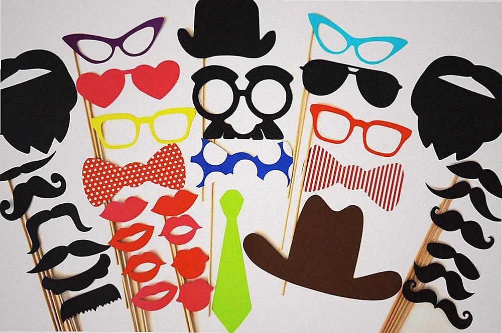 35 Piece Photo Booth Props - Weddings, Birthdays & Parties