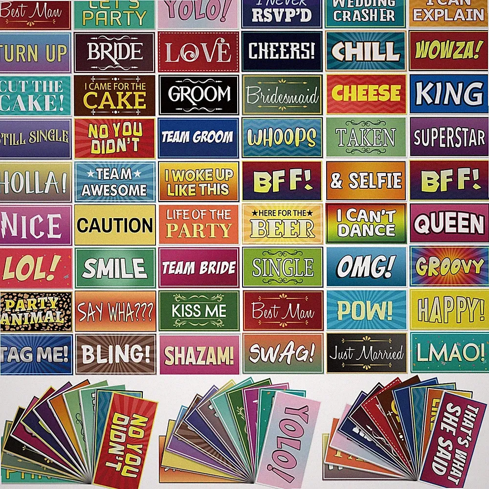 64 Designs Funny Photo Booth Props for All Occasions Double Sided Colorful