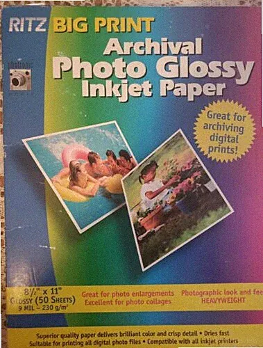 Archival Photo Glossy Paper 8 1/2 x 11" 50sheets - Ink Jet