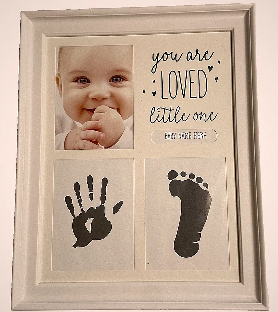 Baby First Prints & Photo Frame - White Holds 3x4 Photo (Ink NOT Included)
