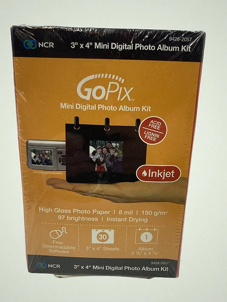 GoPix New & Seal Mini Digital Photo Album Kit 3"x4" 30 Sheets High Gloss Ink Jet