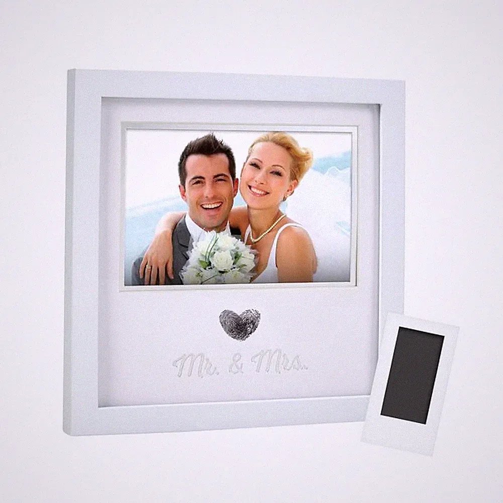 Heart Thumbprint Photo Frame and Ink Kit, Wedding Keepsake Registry or Reception