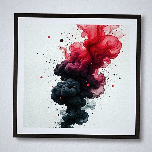 Ink Smoke On White Background Art P Framed Wall Art Poster Canvas Print Picture