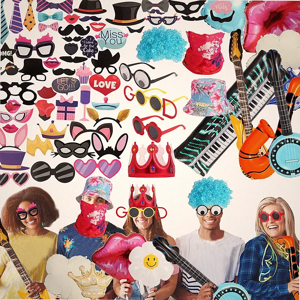 Large Funny Photo Booth Props for Adults, Photo Booth Props Set for New Years