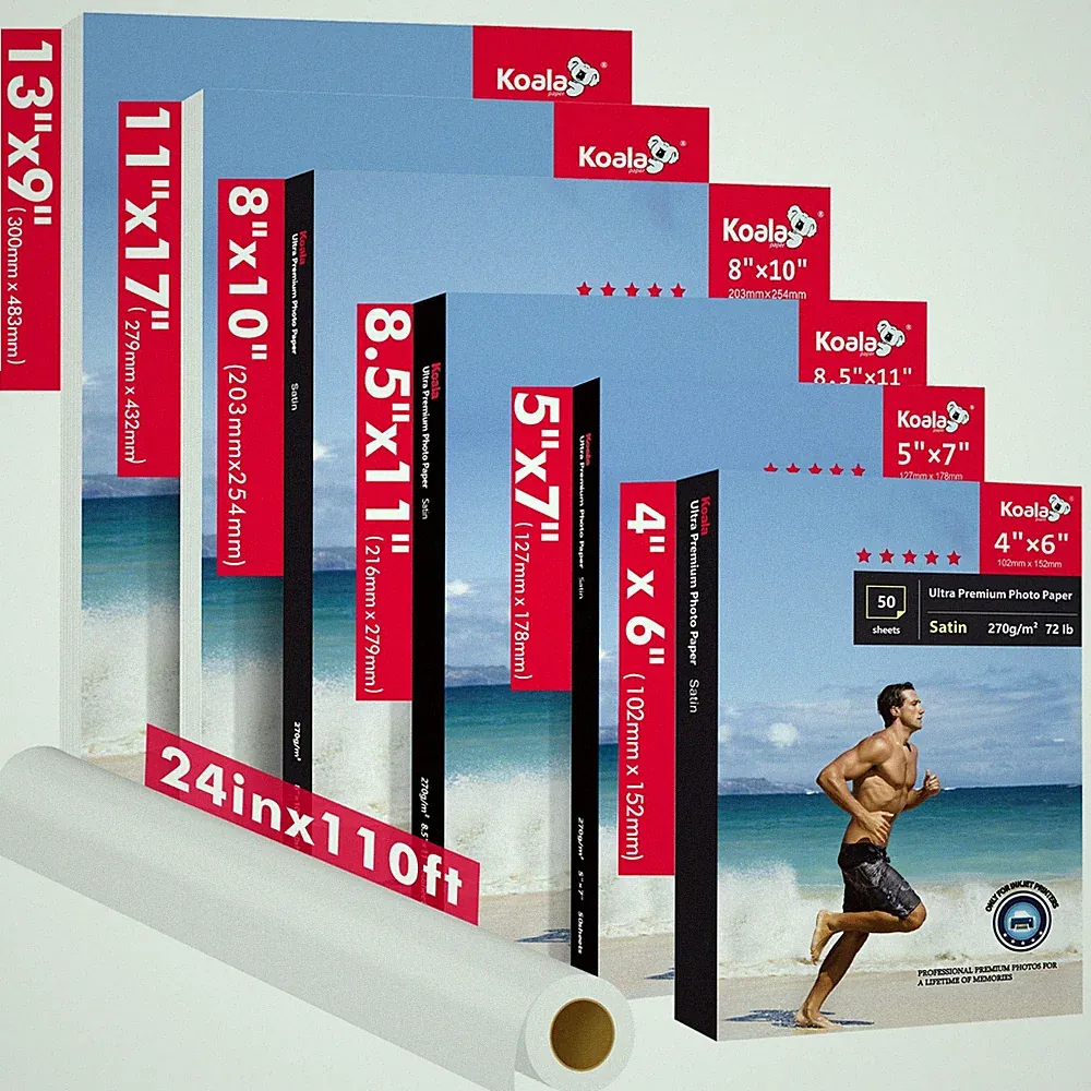 Lot 72lb Koala Ultra Premium Satin Photo Paper 4x6 5x7 8x10 8.5x11 11x17 13x19