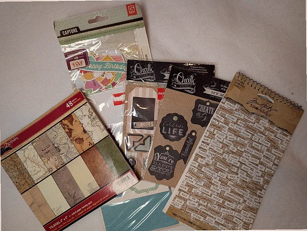 Scrapbook, Craft, Photo Album, Art - Gems, Feathers, Glitter, Flowers, Stamp/Ink