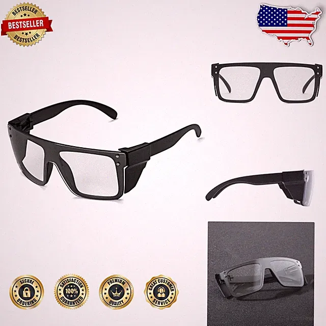 Unisex Photochromic Safety Glasses UV400 ANSI Z87 Dark Grey Lens